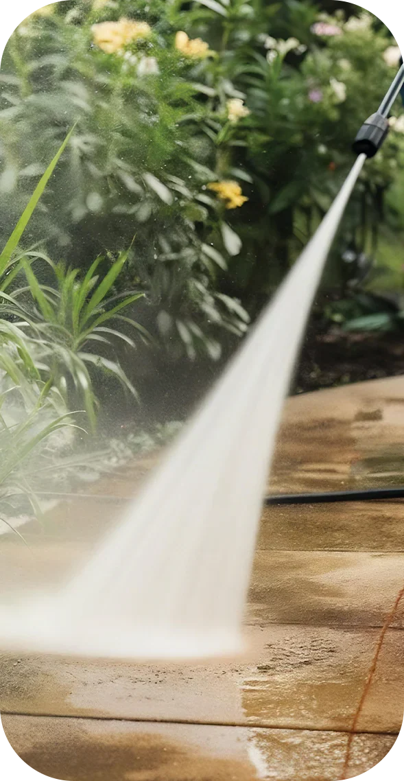 Megameet MC7 pressure washer cleaning a driveway
