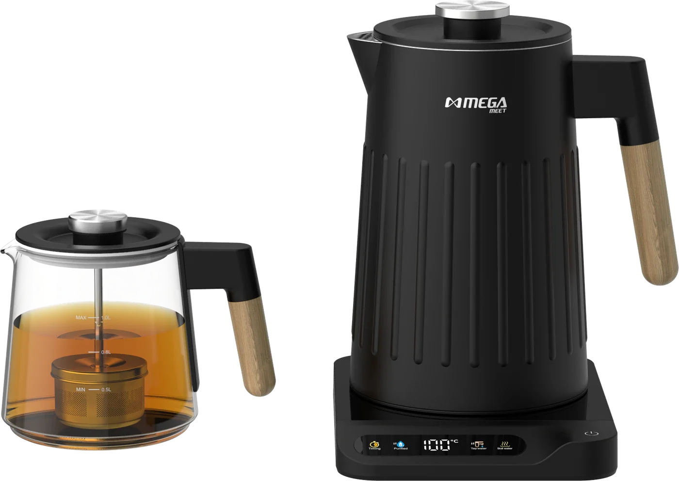 Megameet Tea Maker MT317 kettle and glass teapot